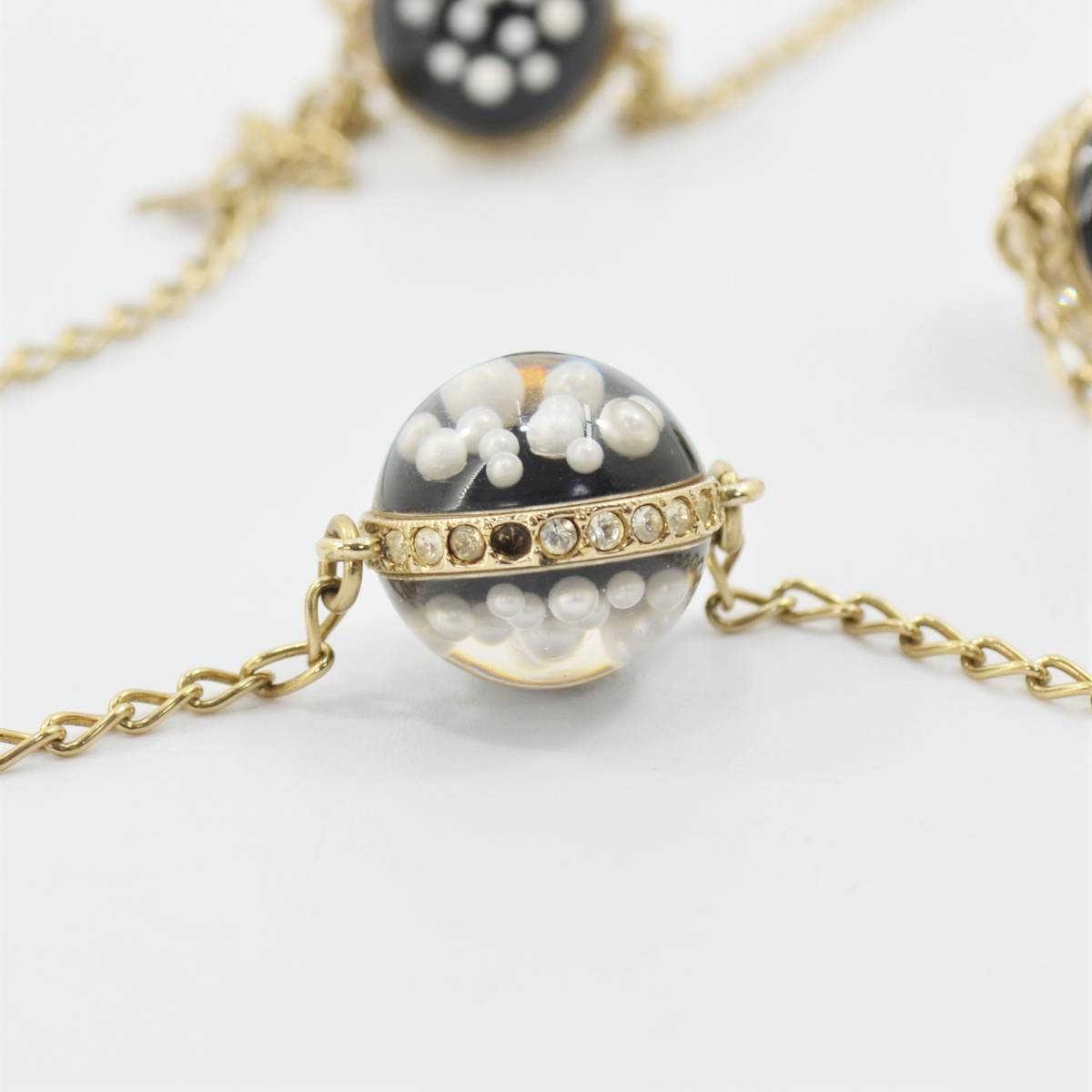 S 1円スタート CHANEL シャネル ココマーク ラインストーン ボール型チャーム ネックレス ロングチェーン 10C ゴールド GP シャネル ココマーク CHANEL スター ライン Gonz