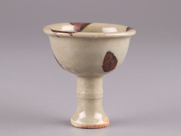 中国古玩 唐物 元代 龍泉窯 飛青磁 馬上盃 古作 時代物 極上品 初だし