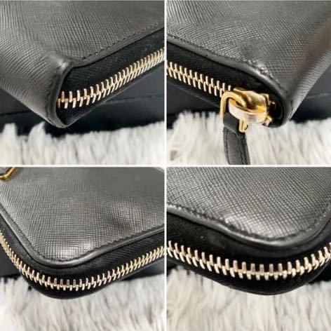 1円〜スタート 美品 プラダ 長財布 ラウンドファスナー サフィアーノ