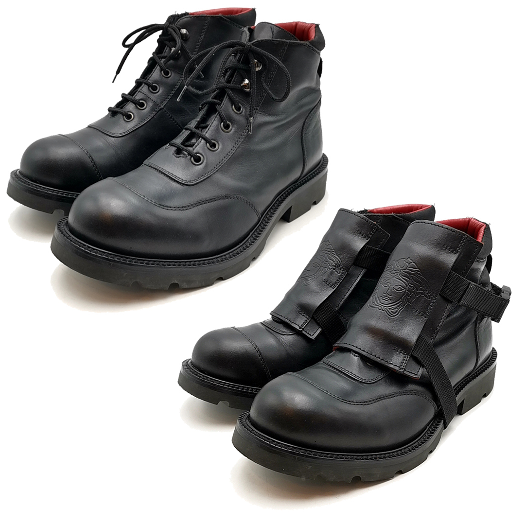 送料無料 美品 ジャンニヴェルサーチ 2WAY ショートブーツ 靴 