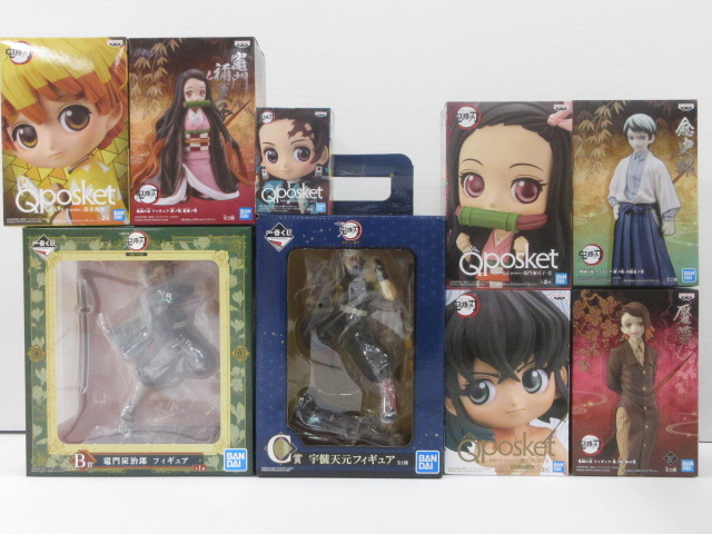 n17178-ty 未開封● 9個セット 鬼滅の刃 絆ノ装 Qposket 一番くじ 我妻善逸 嘴平伊之助 宇髄天元 [056-220405] 鬼滅の刃 絆ノ装 フィギュア 模型 おもちゃ 拾漆ノ型