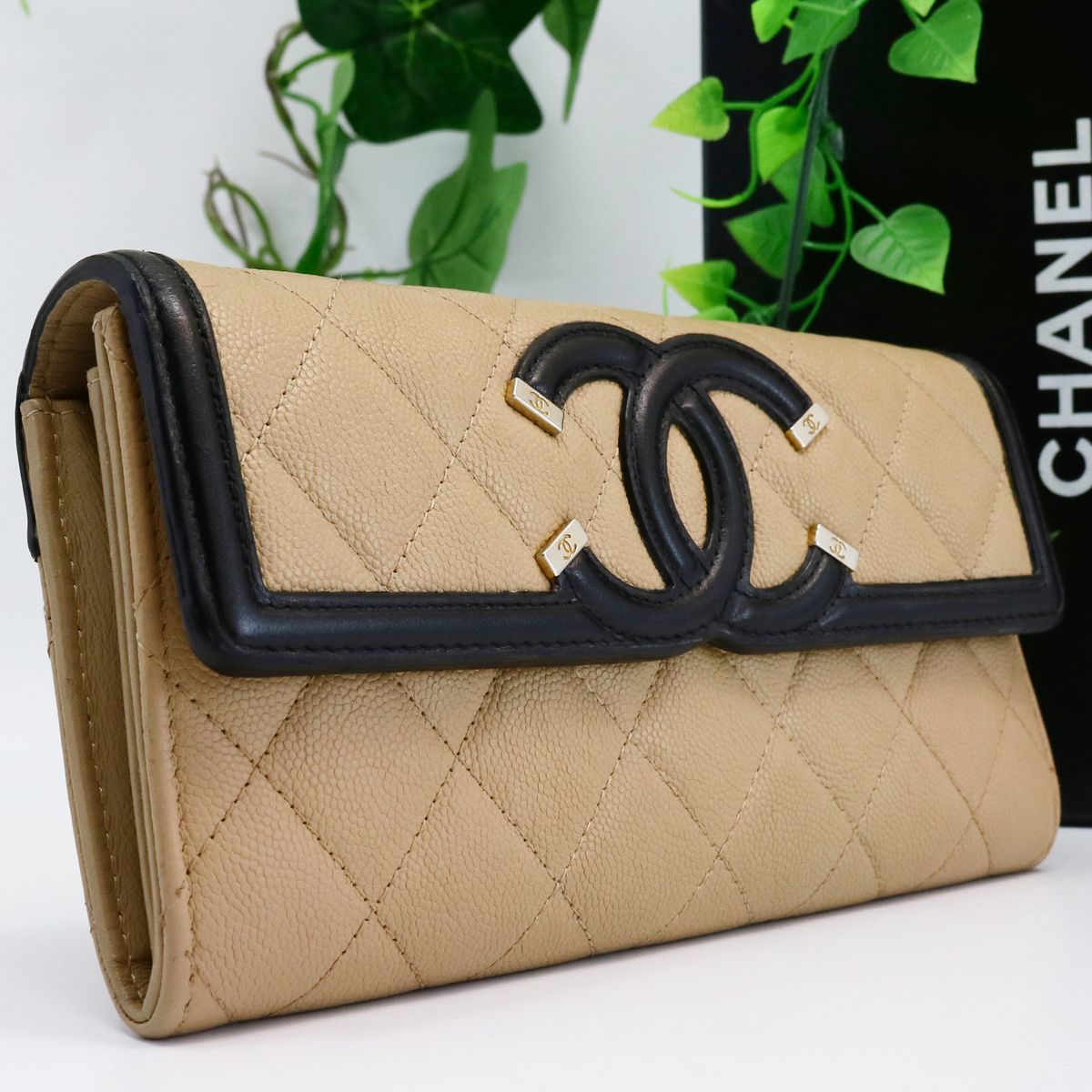 CHANEL 1円スタート CHANEL CCフィリグリー キャビアスキン
