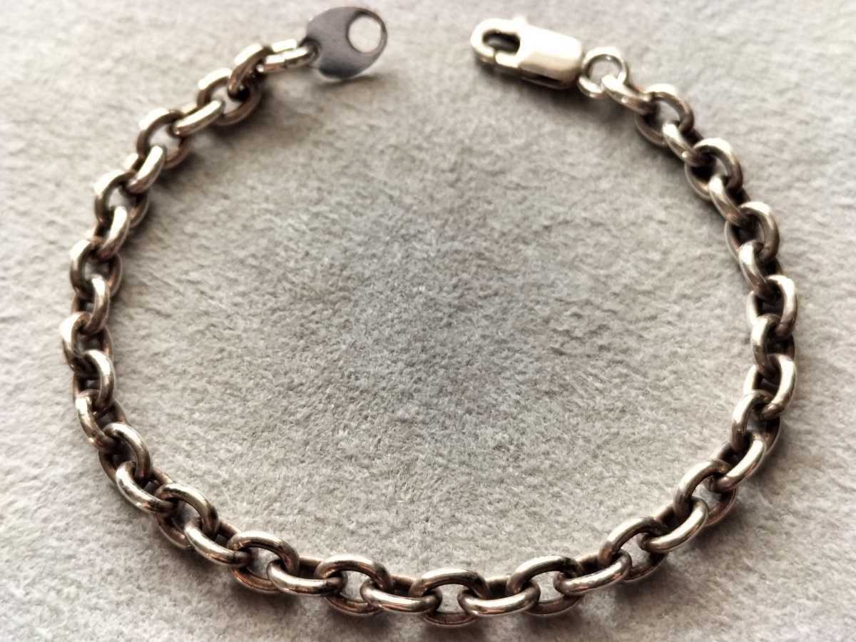 ビンテージ 極太 メキシカン チェーンブレスレット 925 シルバー