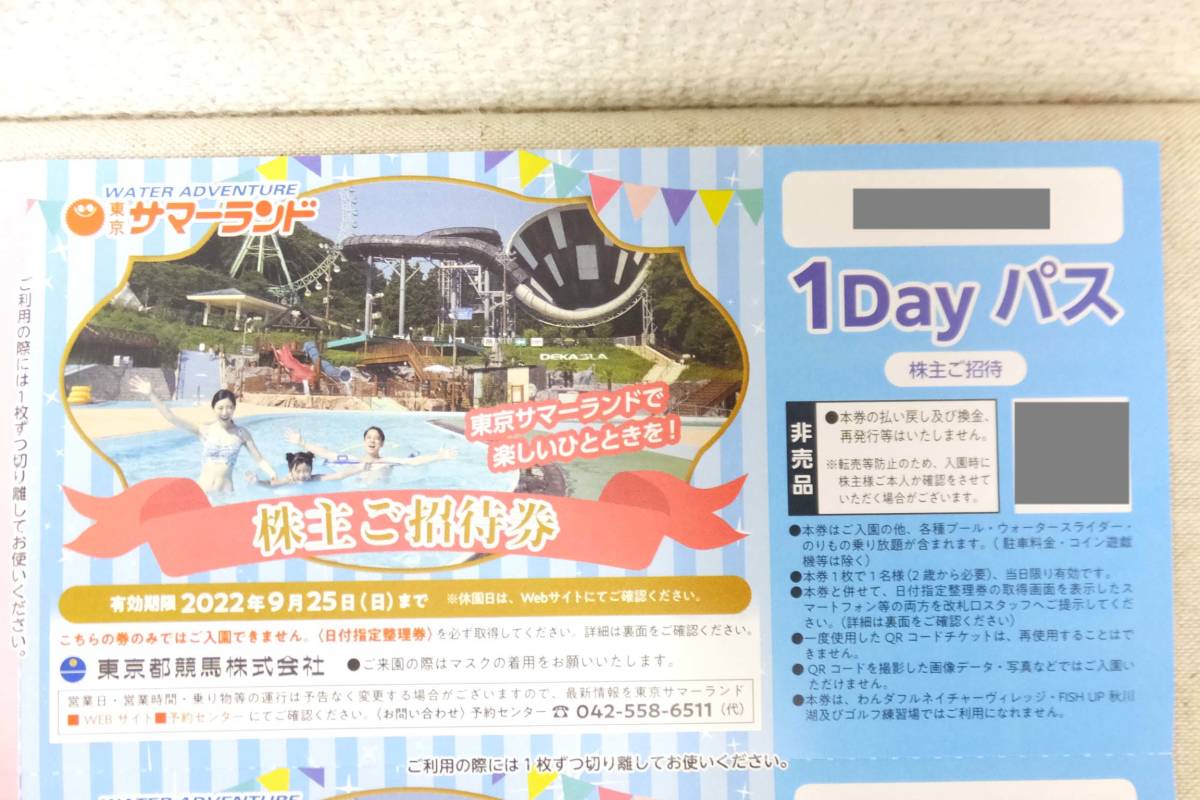 東京サマーランド 東京都競馬 公式通販 株主優待 株主優待券 株主ご 