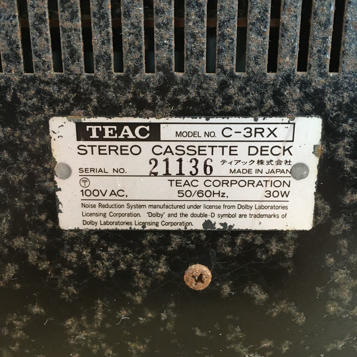 1円スタート TEAC ティアック C-3RX カセットデッキ オーディオ機器 音響機器 4 カ 94 TEAC C-3RX ティアック Deck Cassette ☆ジャンク