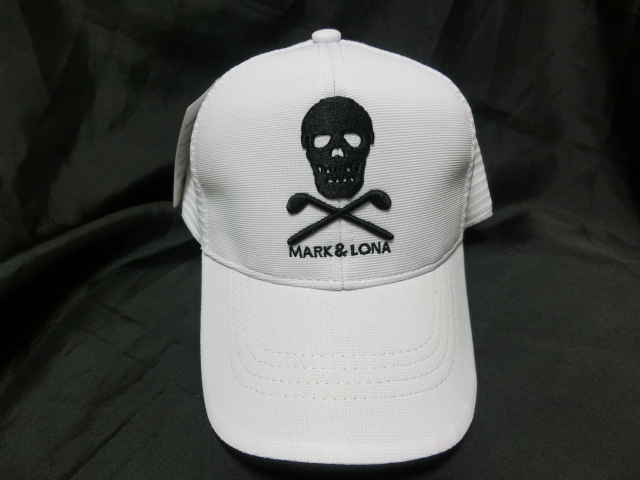 ☆未使用☆MARK & LONA マークアンドロナ スカル３D刺繍ロゴ メッシュキャップ 白☆_1