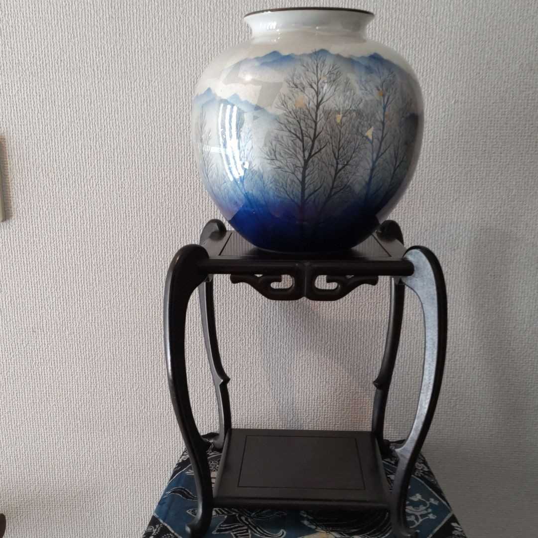 唐木紫檀製 透かし彫り唐草文 猫足花台 飾台 香炉台 盆栽台 / 華