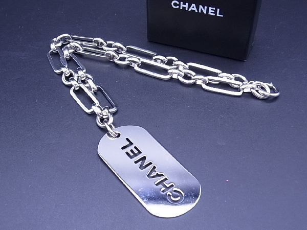 1円 □美品□ CHANEL シャネル ロゴプレート ネックレス ペンダント 