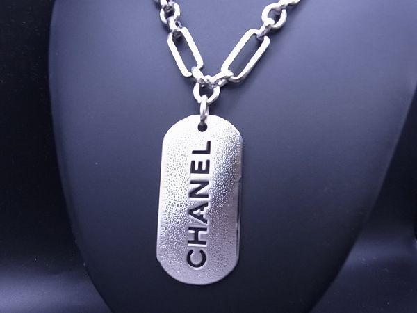 1円 □美品□ CHANEL シャネル ロゴプレート ネックレス ペンダント 