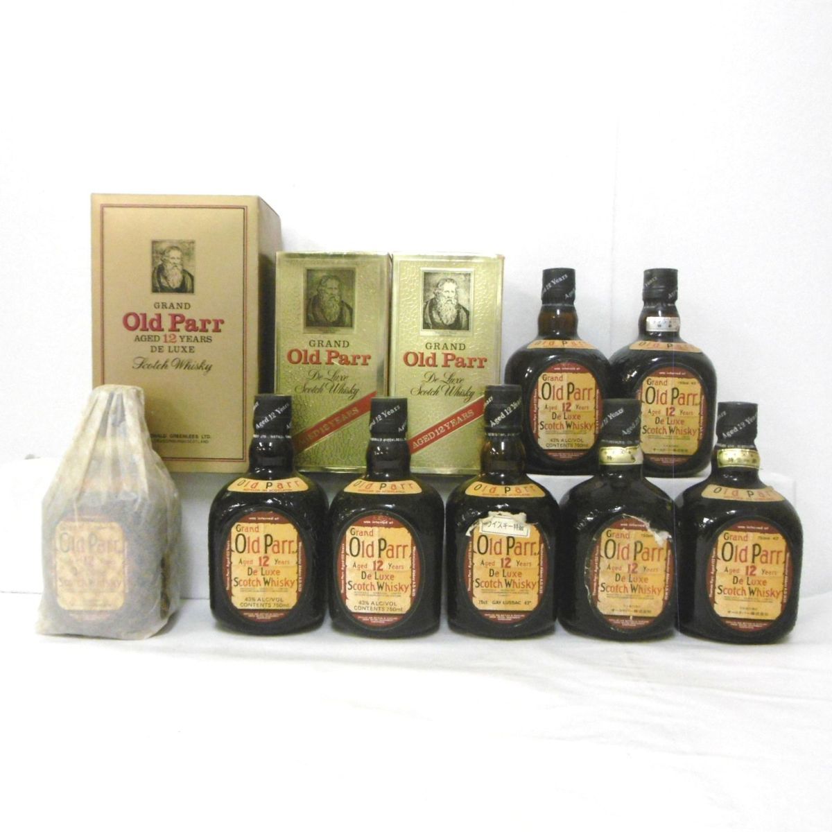 1円 スタート 古酒 未開栓 8本セット Old Parr オールドパー 12年 デラックス SCOTCH WHISKEY スコッチ 750ml 43% 箱×3 B2328szW