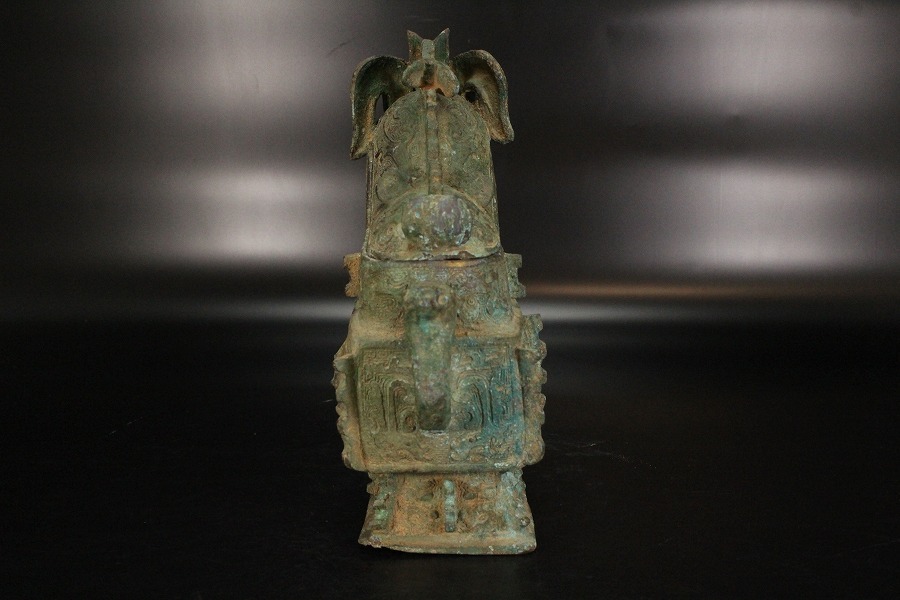 金閣】中国美術 青銅 獣面 角光 旧家蔵出(ZD364) 青銅饕餮文斝｜収蔵品