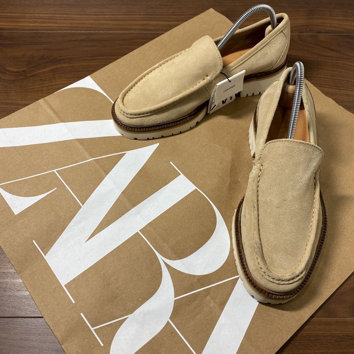 サイズ限定SALE 新品 ZARA 本革 ワークブーツ モックトゥ 25.5cm 39