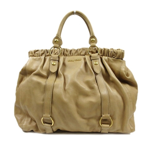 miumiu ハンドバッグ ヴィッテロリュクス ベージュ ミュウミュウ miumiu VITELLO LUX ヴィッテロリュクス ハンドバッグ