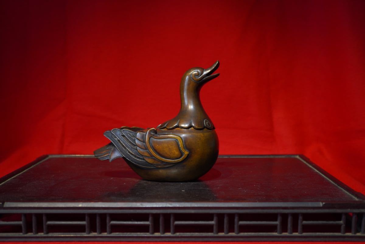 古家】古銅 銅製 水鳥 香炉 時代 香道具 高さ12cm 重さ634g Yahoo 