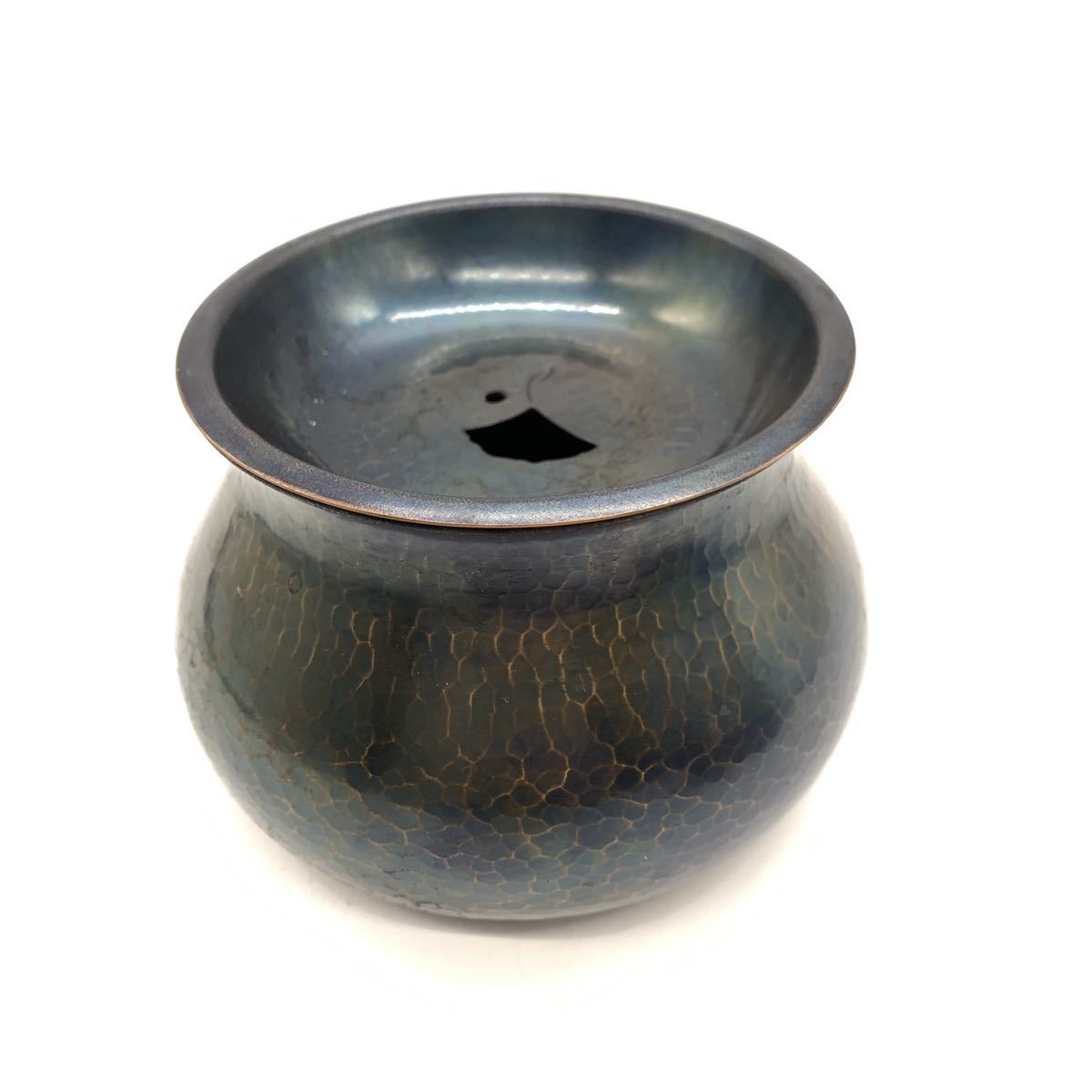 玉川堂 湯沸 水注 銅製茶器揃 茶筒 紫金色鎚肌 茶托 建