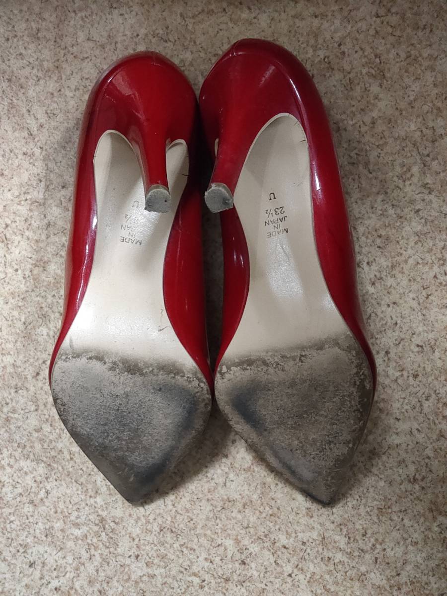 ☆USED☆ DIANA ☆ 本革 エナメルレザー パンプス ピンヒール 赤 中古