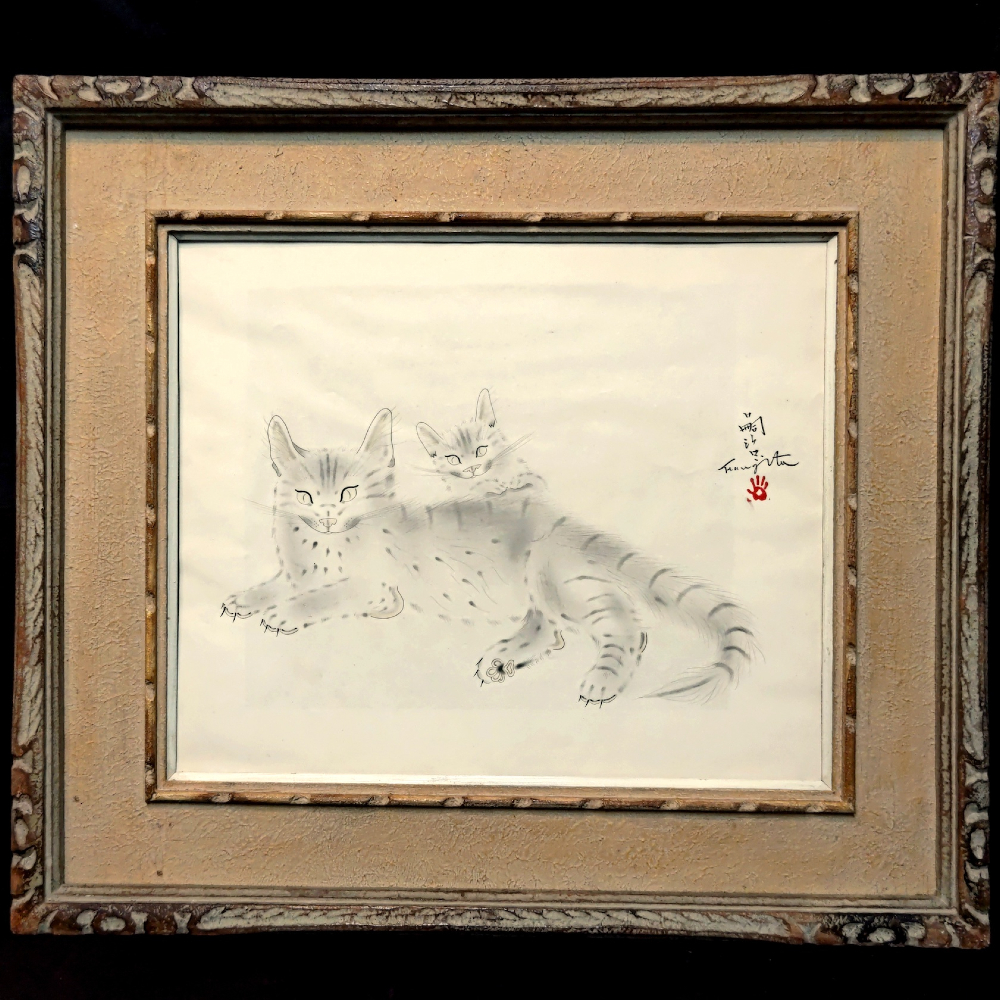 藤田嗣治 猫の絵 額装品 1932年 藤田嗣治 猫の絵 額装品 1932年