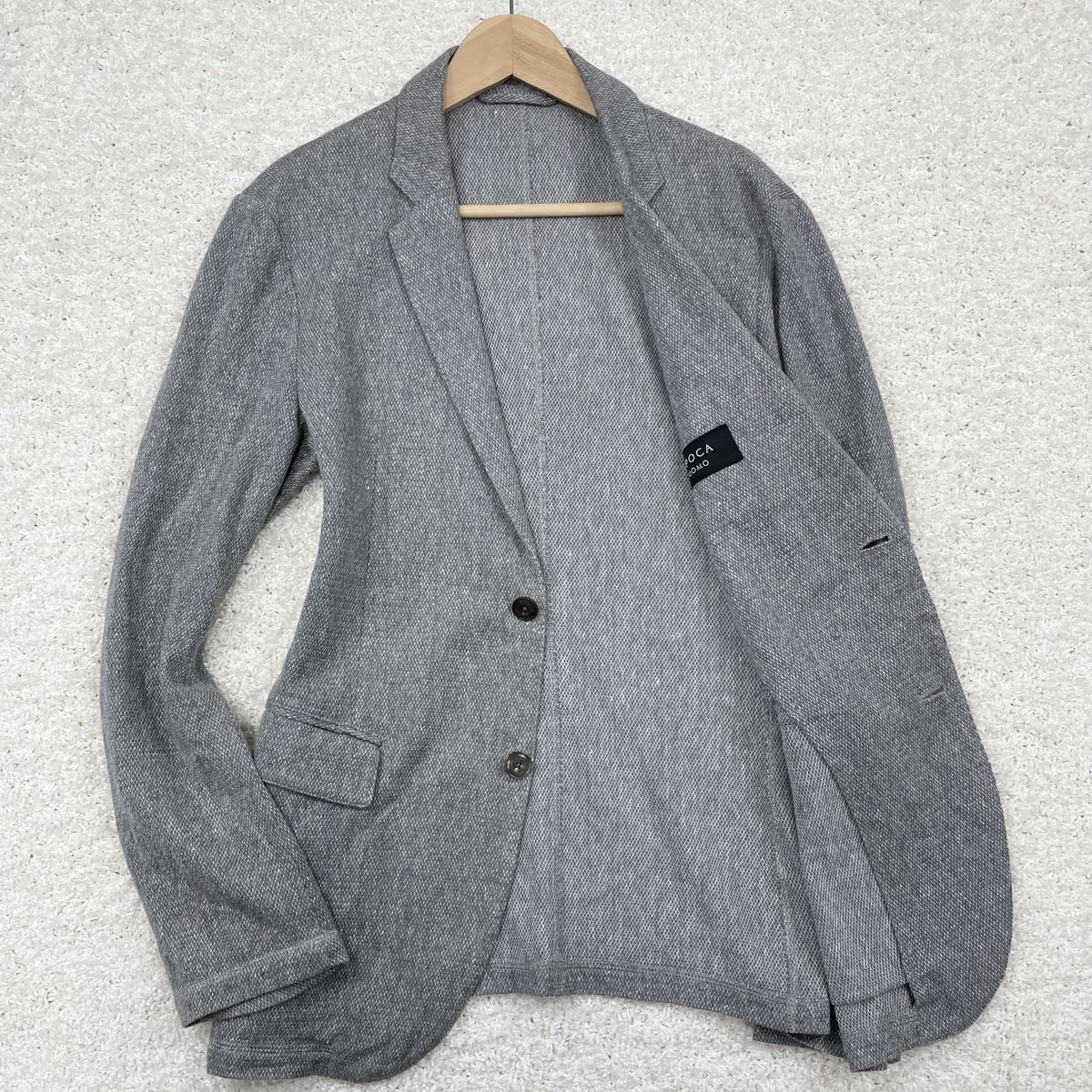 お得，品質保証 EPOCA UOMO 上質な爽快感 コットン/リネン 編み込み生地 ストレッチ有 テーラードジャケット 灰色/グレー 48 M L 春夏 エポカウォモ(Mサイズ)｜売買されたオークション情報、yahooの商品情報をア Mサイズ