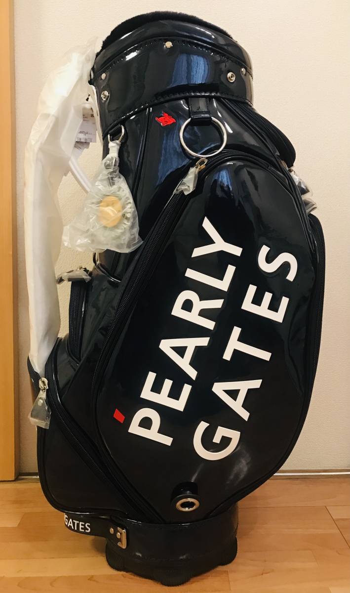 PEARLY GATES キャディバッグ エナメル ホワイト ネイビー パーリーゲイツお洒落！エナメルキャディバッグ ☆ネイビー×ホワイト