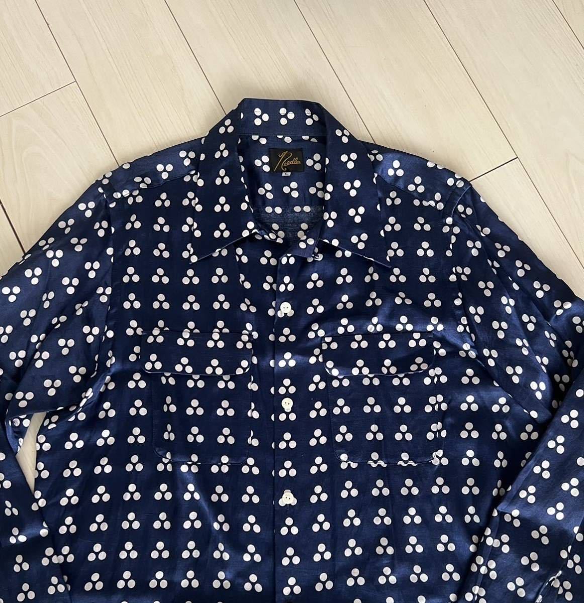 良品 Needles ニードルス オープンカラーシャツ カットオフ サテン 