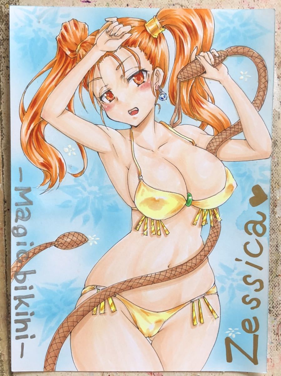 ビキニ女性キャラクター手描きアート 手描きイラスト ＊魔法のビキニ＊ゼシカ＊(手描きイラスト)｜売買され