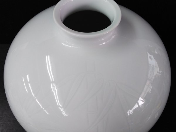 AAFO43 壺 井上萬二 白磁 竹笹図 高さ約28cm 【公式通販】