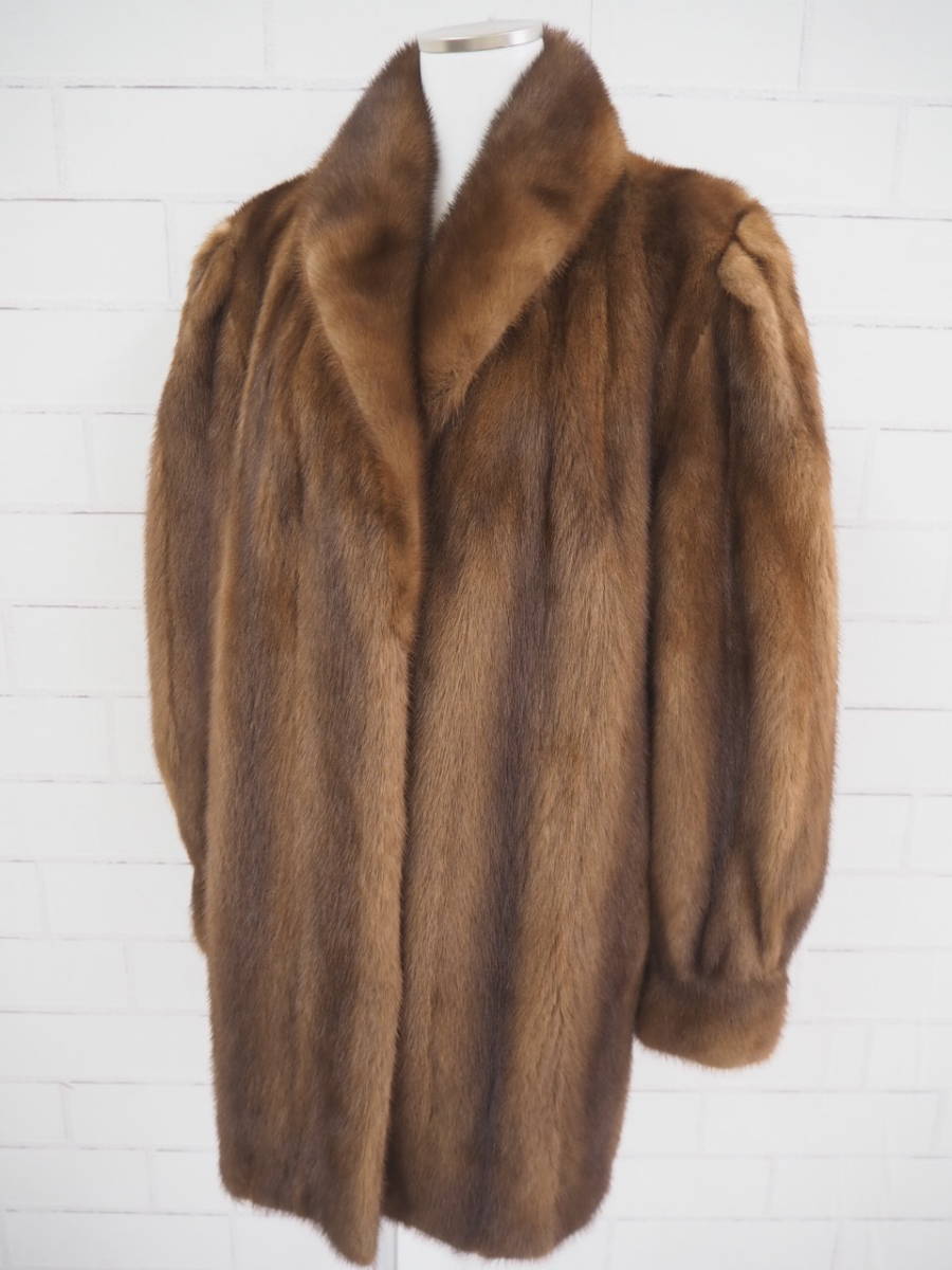 サガミンク デミバフミンク ハーフコート リアルファー 毛皮 15 2XL