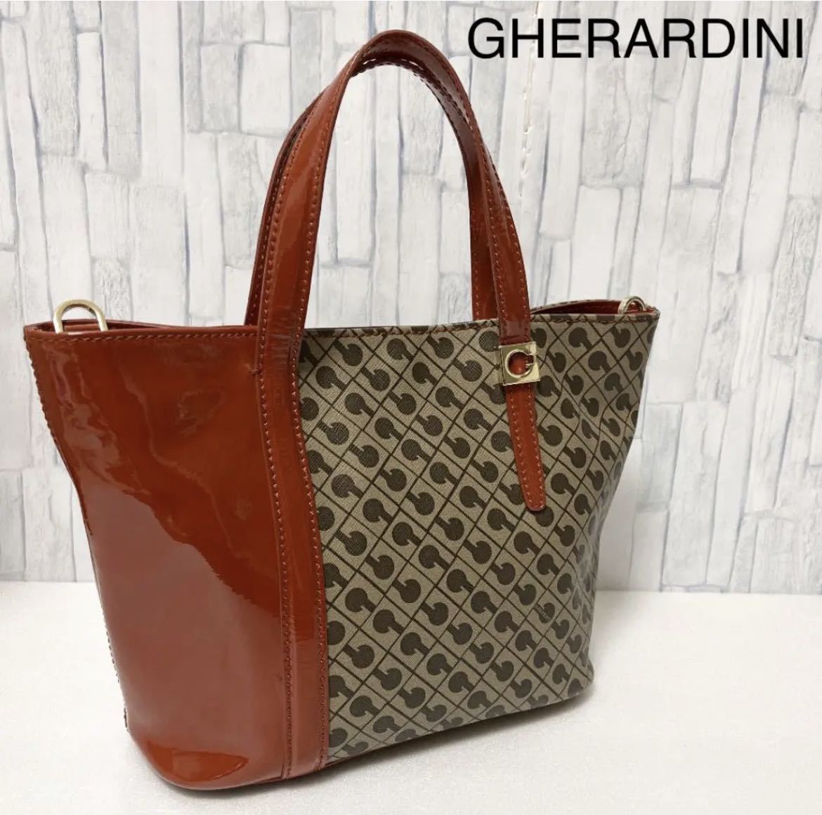 安い，人気セール GHERARDINI ゲラルディーニ ハンドバッグ ショルダーバッグ 2way PVCレザー&times;エナメル 革 ブラウン イタリア製 レディース(ハンドバッグ)｜売買されたオークション情報、yahooの商品情報をアー その他