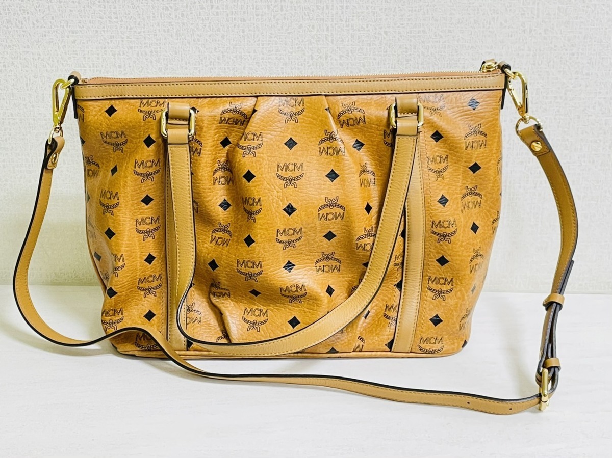 MCM エムシーエム ロゴグラム 2way トートバッグ ショルダーバッグ MWP0AVI 18CO001 PVC レザー ブラウン