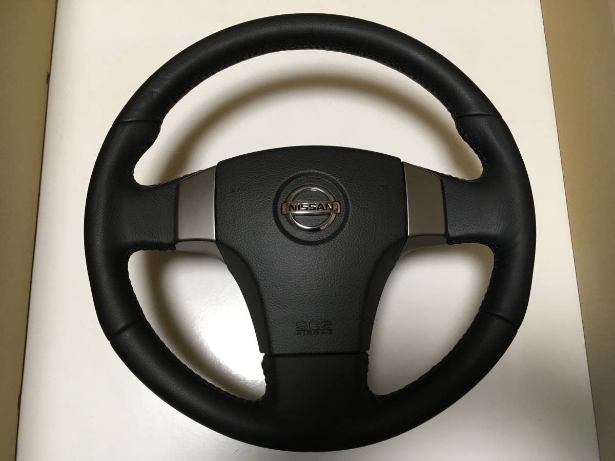 新車外し！ V35 日産 スカイライン 純正 レザーステアリング 黒 ホーン