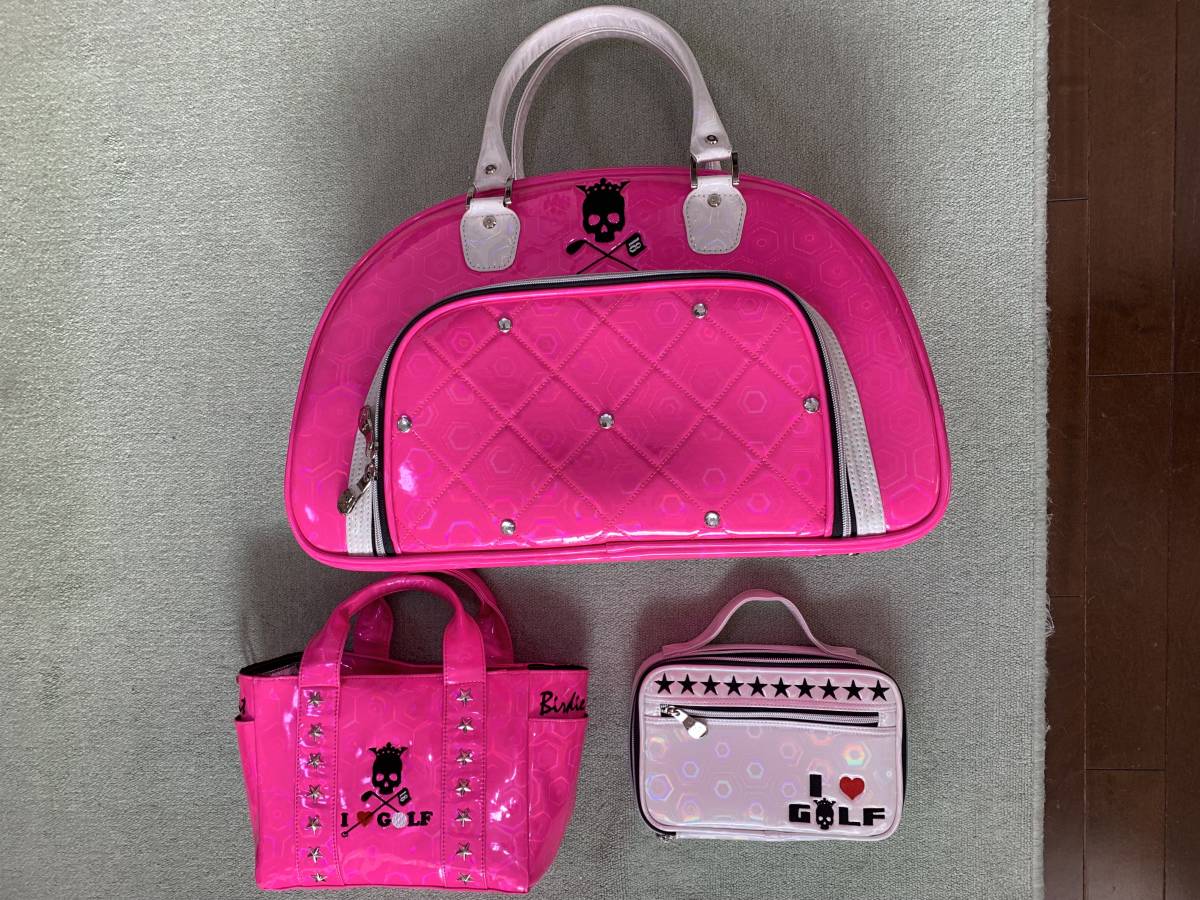 ゴルフバッグ☆ボストンバッグ☆ミニバッグ☆トートバッグ☆ポーチ☆ピンク☆☆レディース☆３個セット☆送料込み