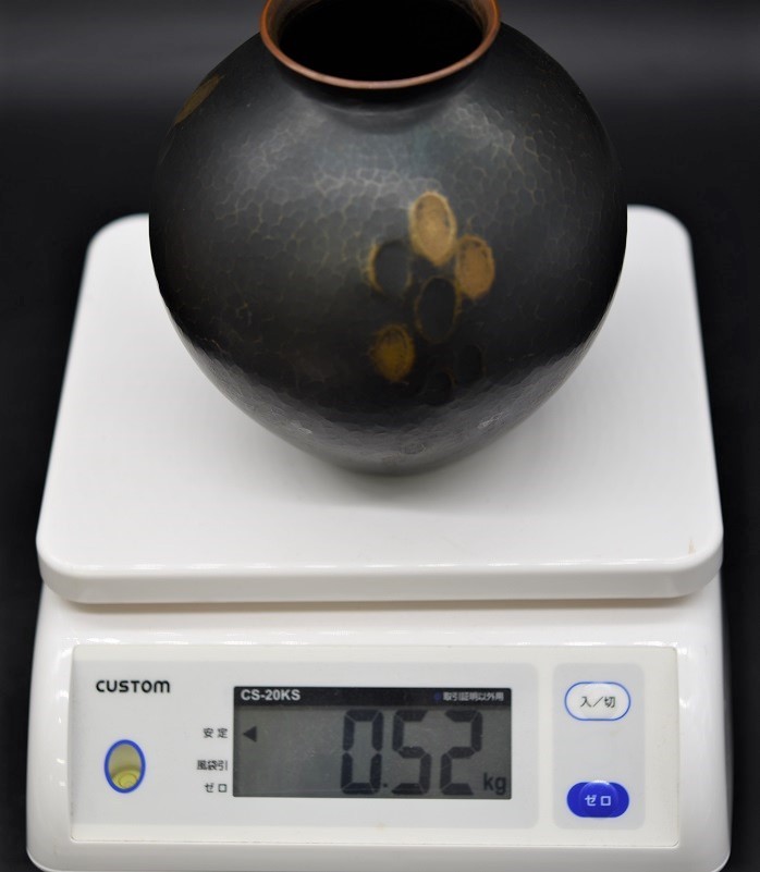 玉川堂鎚起銅器花瓶珍品花生線条文銅製花瓶花器花入銅製美幸堂