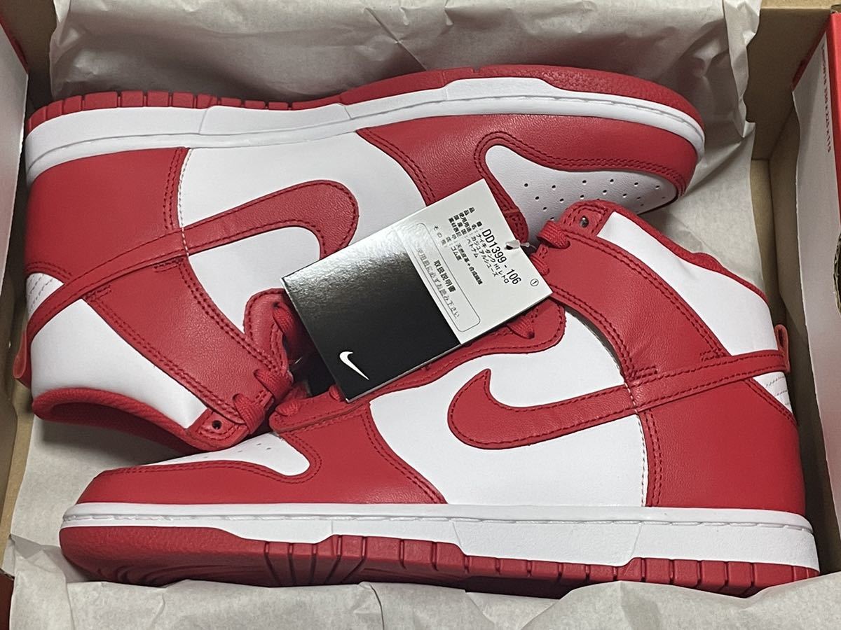 安い，新作登場 NIKE DUNK HIGH Championship White Red ナイキ ダンク ハイ チャンピオンシップ 26.5cm(26.5cm)｜売買されたオークション情報、yahooの商品情報をアーカイブ公開 - オークファン 26.5cm