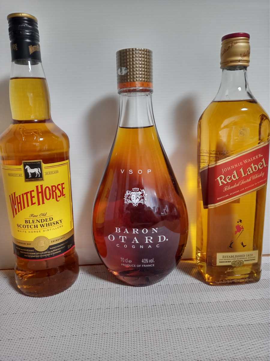 驚きの破格値，お買い得 洋酒 3本セット バロニ オタールVSOP ジョニーウォーカー赤 ホワイトホース(酒、ドリンク)｜売買されたオークション情報、yahooの商品情報をアーカイブ公開 - オークファン 酒、ドリンク