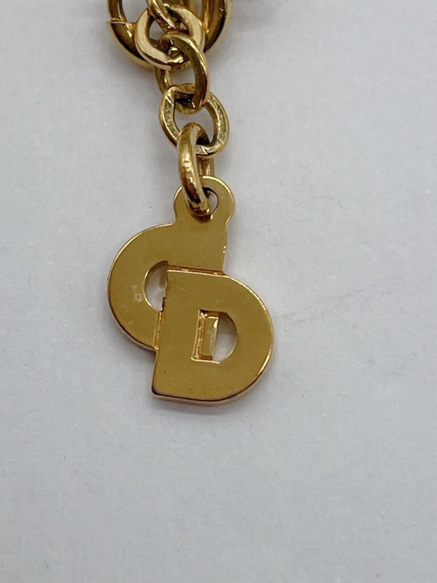 美品 Dior クリスチャンディオール ロゴ ストーン ゴールド ネックレス