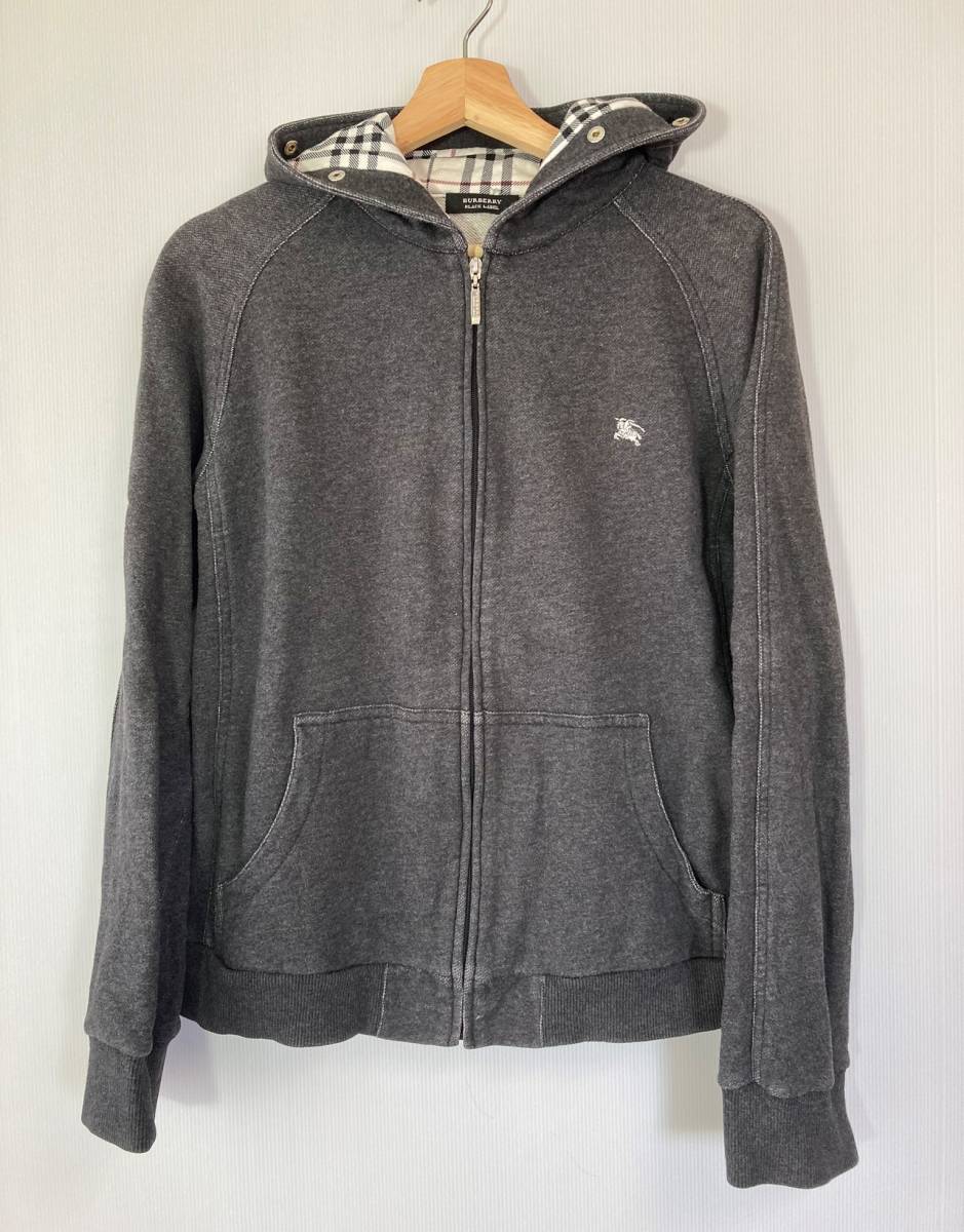 新品，新作 BURBERRY BLACK LABEL バーバリーブラックレーベル 刺繍 チェック パーカー グレー サイズ3 チェック(トップス)｜売買されたオークション情報、yahooの商品情報をアーカイブ公開 - オークファン 男性用