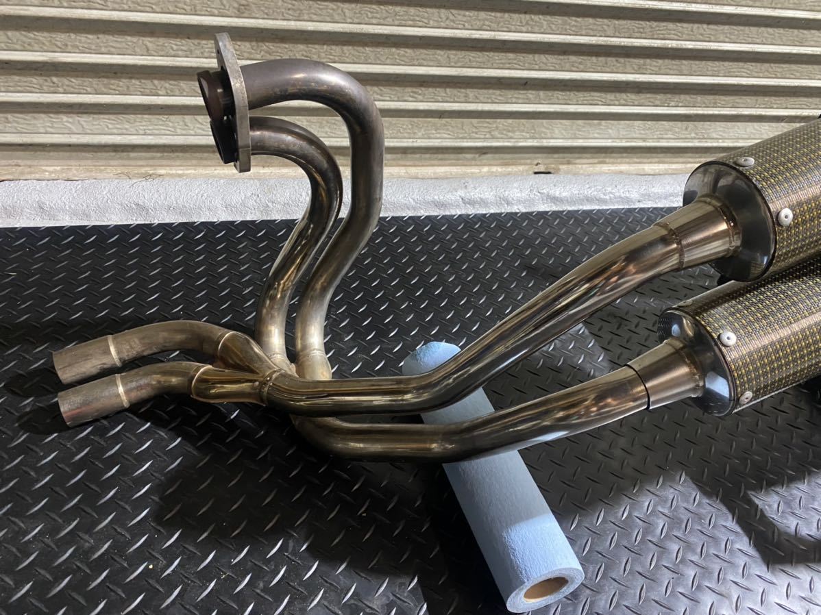 RVF400用ヤマモトレーシング製 Spec-A カーボンケブラ2本出しマフラー 