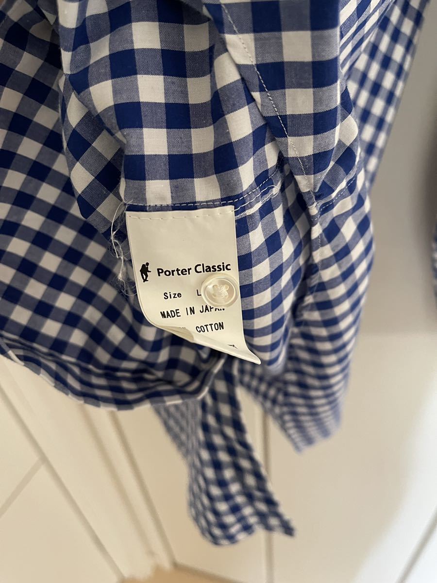 美品】Porter Classic - ROLL UP GINGHAM CHECK SHIRT - NAVY/ポーター 