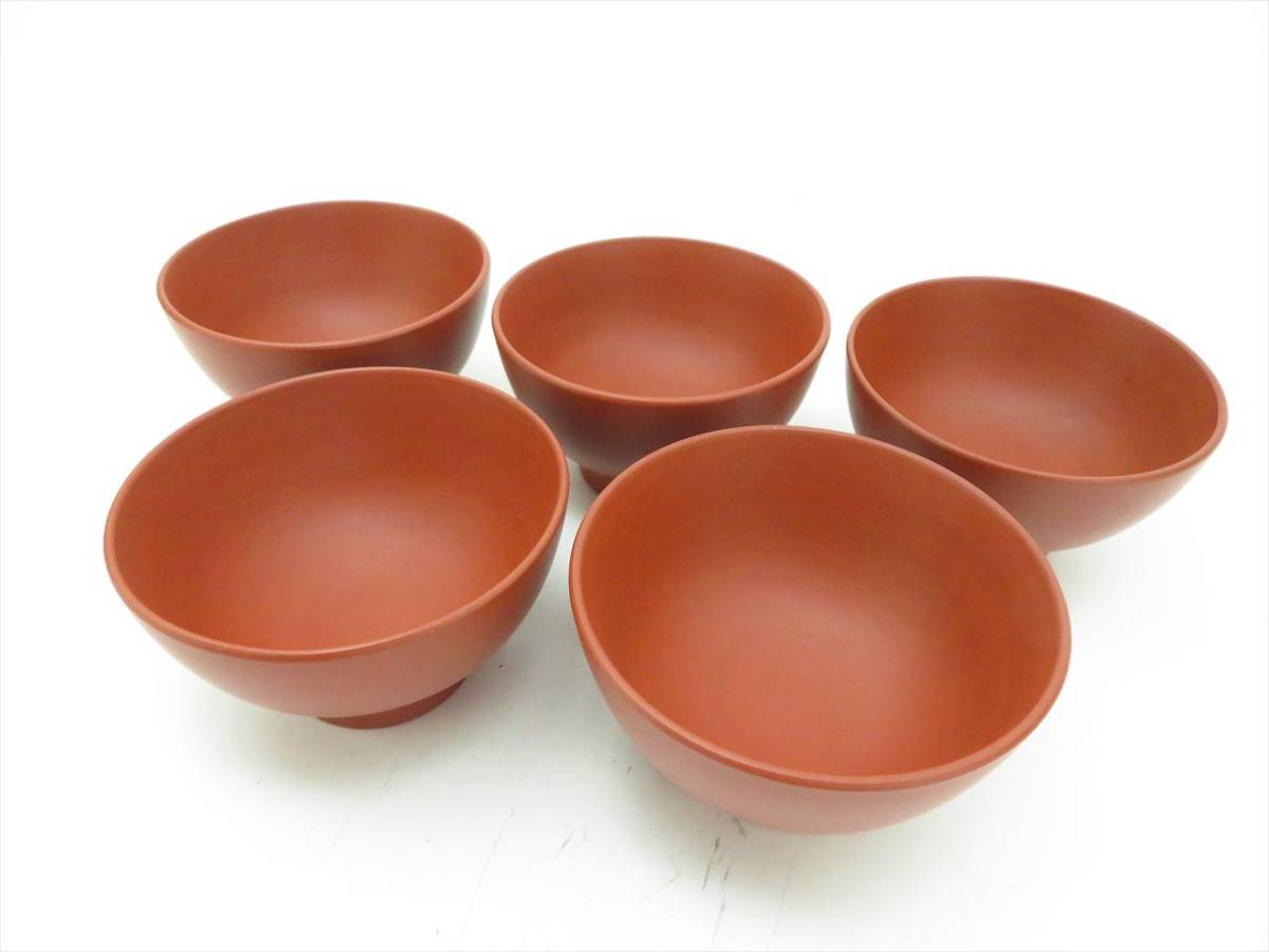 ◇◇佐渡 無名異焼 玉山 作 朱泥 急須 湯冷 茶碗五客 茶器揃 茶道具