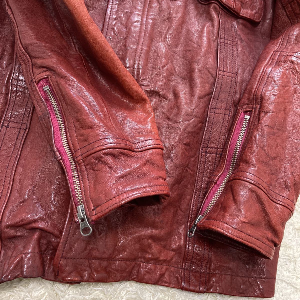 1円~ 【極美品】abx メンズ 最高級 羊革 ラムレザー ライダース