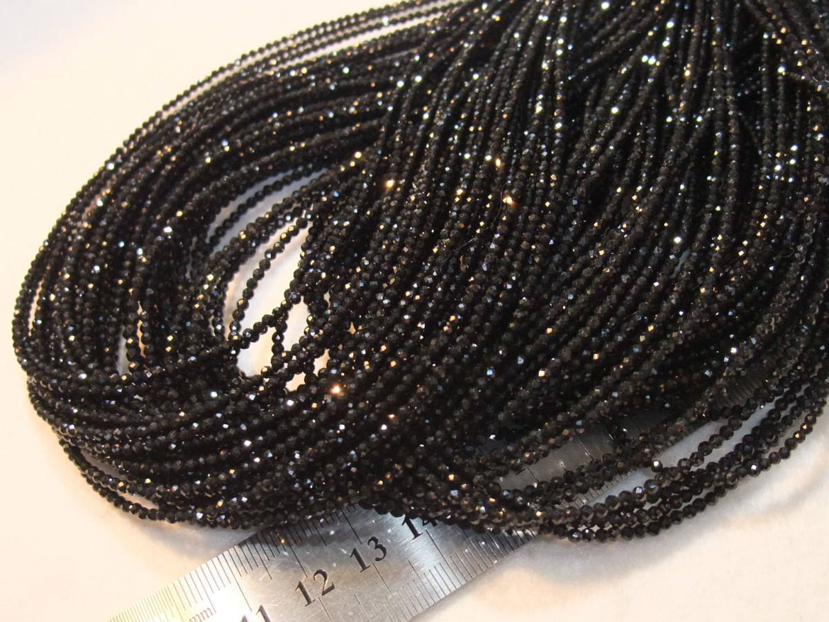 10本セット!!極上カット!ワイヤー通し!2~2.4mmまでblackspinelブラック 