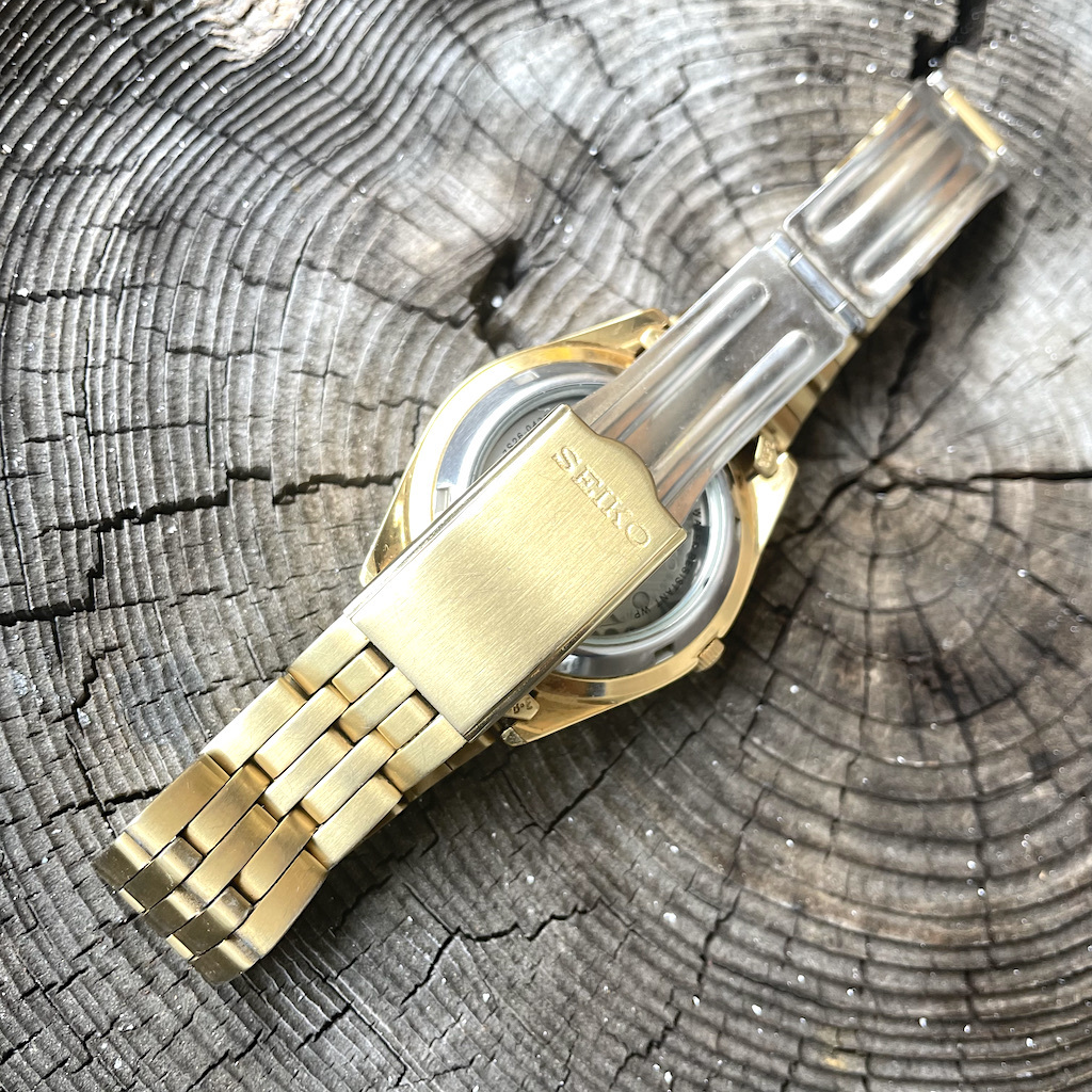 ◇SEIKO 5 セイコー5 自動巻き デイデイト メンズ 腕時計 ゴールド 