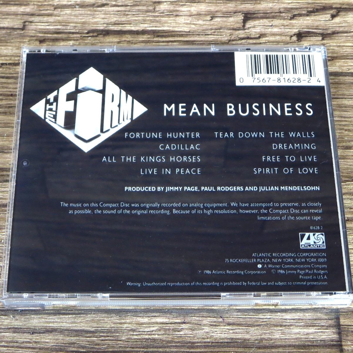 ■ザ・ファームTHE FIRM&frasl;MEAN BUSINESS 北米版CD 2点セット ミーン・ビジネス ジミー・ペイジ ポール・ロジャース Led  Zeppelin z28830　 The Firm - Mean Business (1986)