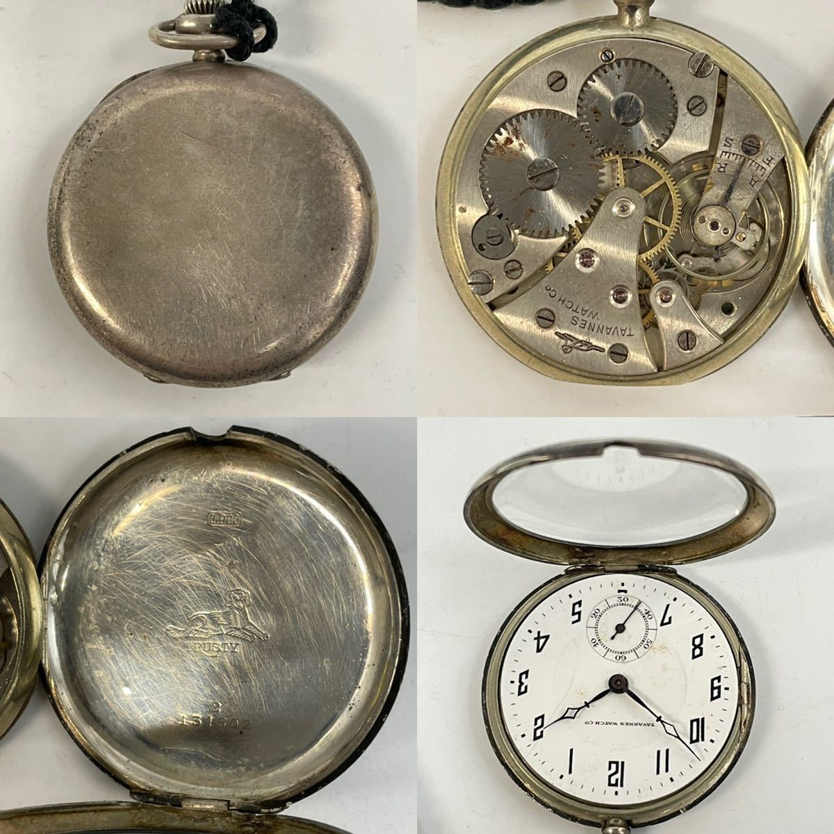 【ジャンク】Tavannes Watch Co. 銀製懐中時計カバーのみ 1円スタート TAVANNES WATCH Co タバン 銀無垢ケース 0.900 刻印あり