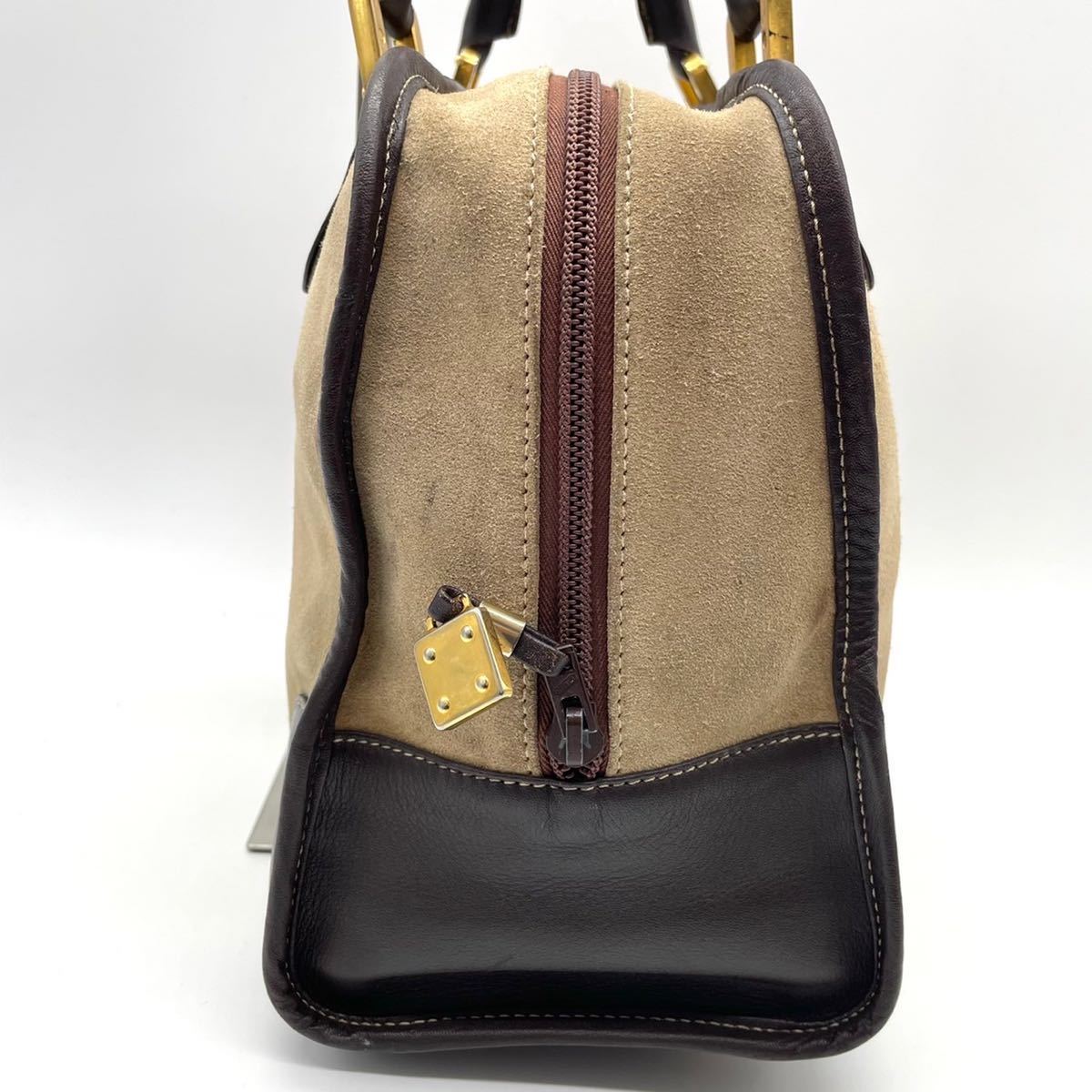 LOEWE ロエベ アナグラム レザー スエード ハンドバッグ ミニボストン 