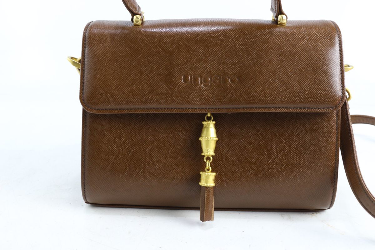 ungaro ウンガロ ハンドバッグ ショルダーバッグ 2way 牛革 レザー 本 