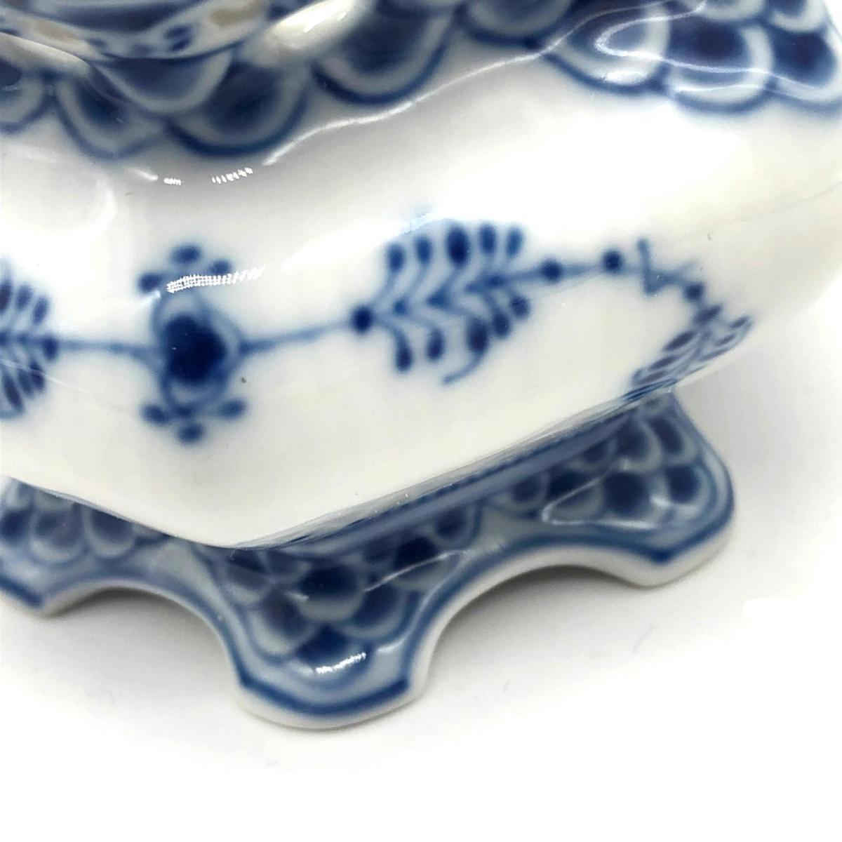 ★1円 美品 Royal Copenhagen ロイヤルコペンハーゲン ブルーフルーテッド フルレース シュガーポット 食器_4