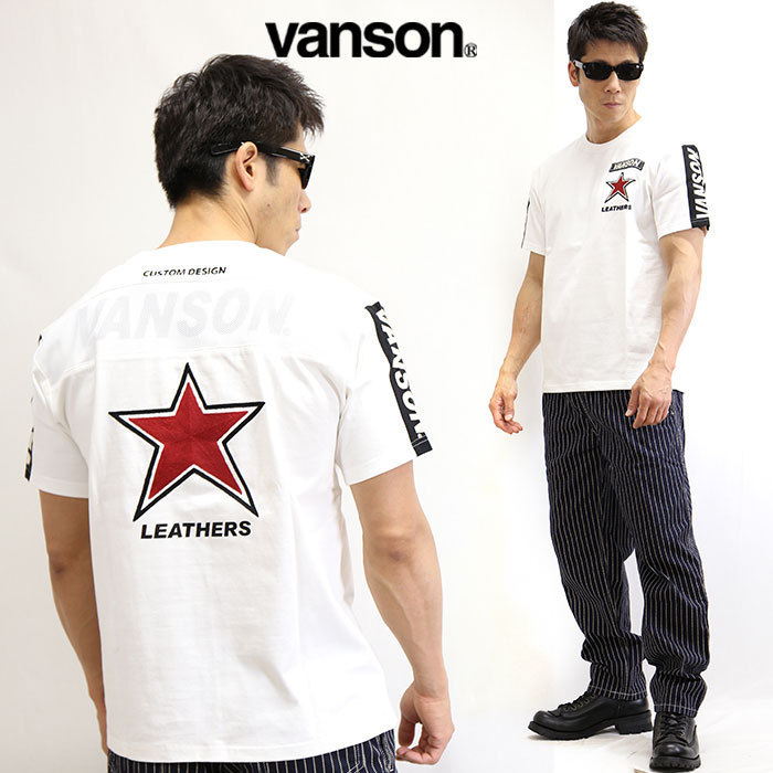 【限定セール，最新作】 VANSON LEATHERS 定価7900 半袖TEE NVST-2015 WHITE サイズ L(文字、ロゴ)｜売買されたオークション情報、yahooの商品情報をアーカイブ公開 - オークファン Lサイズ