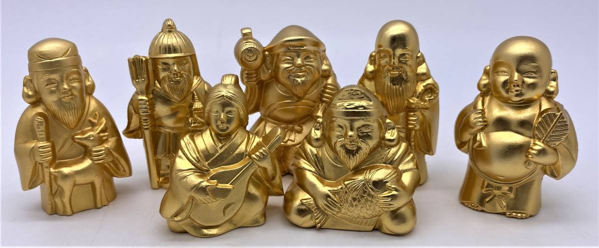 縁起物 【 七福神 人形 7体 セット】金メッキ 鋳物製 ミニサイズ 