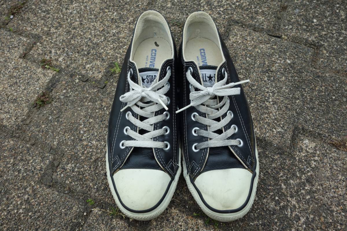 Vintage 90s USA製 Converse ALLSTAR ブラック レザー US8(26.5cm 